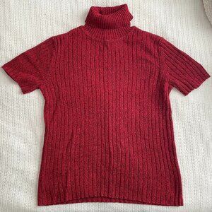 Red Liz Claiborne Short Sleeve Turtleneck Sweater - S